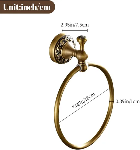 Miniatura 5 de Leyden Toallero redondo retro antiguo, soporte para toallas de baño, montado en la pared, toallero de mano para baño, ferretería de baño, base