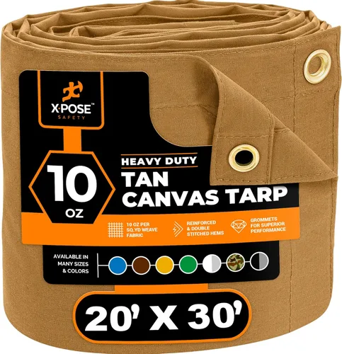 Miniatura 175 de Xpose Safety Lona de Lona - Lonas de Lona Verde de 10oz Resistentes al Agua con Ojales de Latón - Lona Multiusos para Exteriores para Campamento