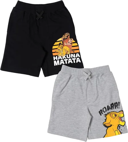 Disney Mickey Mouse Lion King Pixar Cars Toy Story French Terry - Paquete de 2 pantalones cortos para niños pequeños a grandes