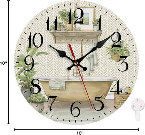 Miniatura 7 de LOKMU Reloj silencioso sin tictac de 10 pulgadas, reloj de pared redondo, decorativo para sala de estar, cocina, hogar, baño, dormitorio, oficina
