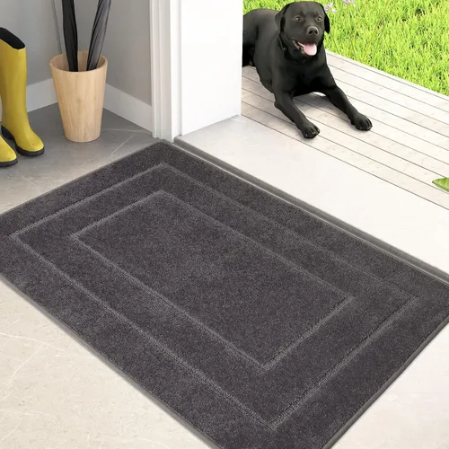 Miniatura 34 de PURRUGS Tapete para puerta que atrapa la suciedad, 20 x 31.5 pulgadas, antideslizante, lavable a máquina, tapete de entrada para perro, tapete
