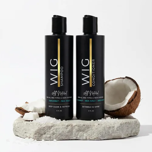 LIT UNICORNS Juego de champú y acondicionador de peluca antiestática natural | para pelucas de cabello sintético y humano | Limpia, protege,