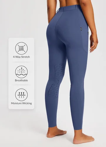 Miniatura 5 de BALEAF Pantalones de equitación para mujer, pantalones ecuestres con parche en la rodilla, mallas de equitación con trabillas para cinturón