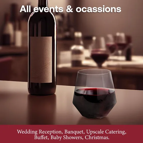 Miniatura 4 de Smarty Had A Party Copas de vino de 12 onzas, paquete de 64 copas de plástico transparente sin tallo, irrompibles y desechables para fiestas