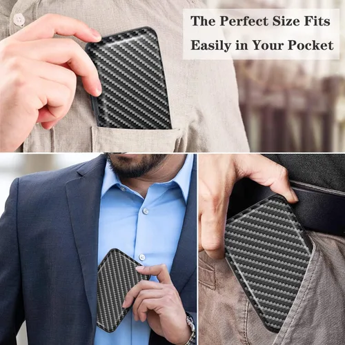 Miniatura 6 de Mini tarjetero para mujeres u hombres, bloqueo RFID, funda rígida para tarjetas de identificación, cartera de viaje