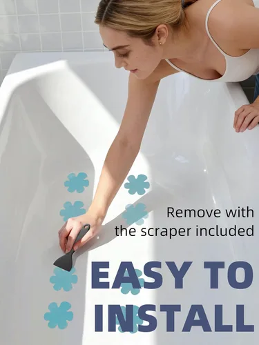 Miniatura 6 de Secopad Calcomanías para bañera antideslizantes, 24 piezas de peldaños de ducha de seguridad con raspado premium (azul)