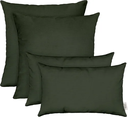 Miniatura 54 de RSH DECOR: Sunbrella Juego de 4 almohadas lumbares y cuadradas 20 x 12 pulgadas y 17 x 17 pulgadas Tela resistente al agua y a la decoloración