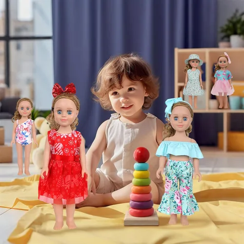 Miniatura 9 de MSYO - 10 juegos de 20 piezas de ropa y accesorios para muñecas de 17 a 18 pulgadas Trajes de muñeca con vestidos, trajes de baño, pijamas