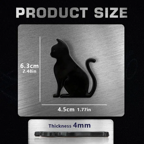 Miniatura 2 de Juren Adhesivo de metal 3D para automóvil, diseño de gato, emblema para automóvil, universal, motocicleta, bicicleta, decoración de automóvil Negro