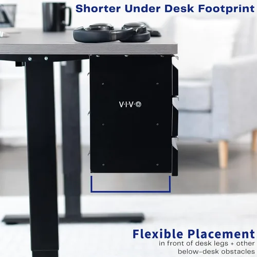 Miniatura 6 de VIVO DESK-DR03 - Cajón de almacenamiento de doble nivel deslizante de 16 pulgadas, organizador de 3 capas para debajo del escritorio, color negro