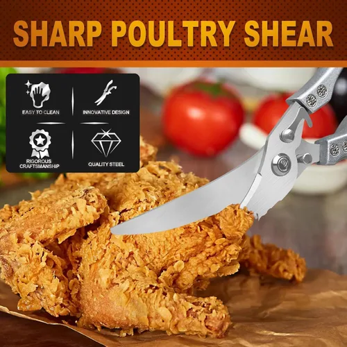 Miniatura 2 de Tijeras de cocina, tijeras de aves de corral resistentes, tijeras de aves de corral de acero inoxidable para pavo, pollo, Acción de Gracias, día