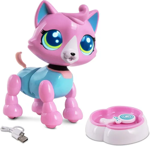 Miniatura 8 de NKOK USB PetBotz - Robo Puppy, recargable, miniatura, robot interactivo para mascotas, iluminado, activado por sonido, hace ruidos bajo orden, viene