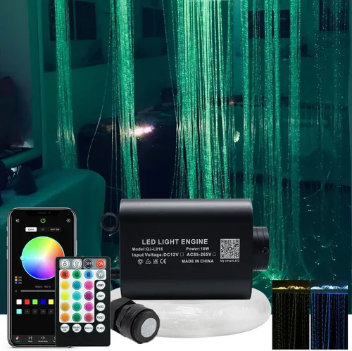 AKEPO Kit de luces de cortina de fibra óptica RGBW de 16 W, luz de cortina de cascada para decoración sensorial de habitaciones con cables de fibra