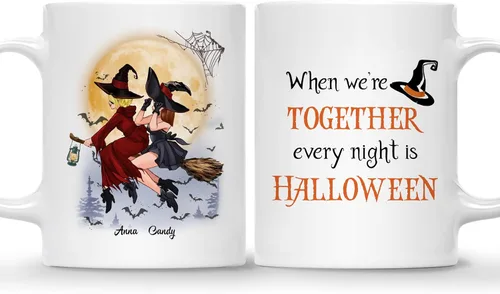 Miniatura 13 de Gossby Taza de café personalizada con texto en inglés "Always Sister", regalo personalizado para hermana con diseño, nombre, taza de Halloween