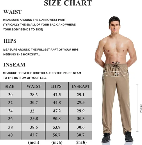 Miniatura 6 de CUNYI Pantalones deportivos para hombre con bolsillos con cremallera, ligeros, de secado rápido, pantalones de senderismo y correr para hombre