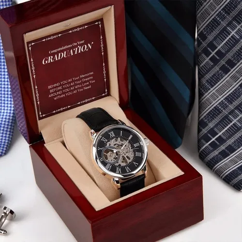 Miniatura 2 de Reloj calado para hombre con tarjeta de mensaje especial, regalo de graduación, hijo, nieto, hermano, primo, sobrino, novio, regalo de felicitación