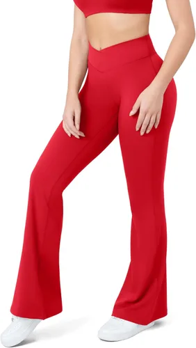 Miniatura 4 de HEGALY Pantalones de yoga acampanados para mujer, leggings cruzados, suaves, de cintura alta, pantalones casuales de entrenamiento con corte de bota