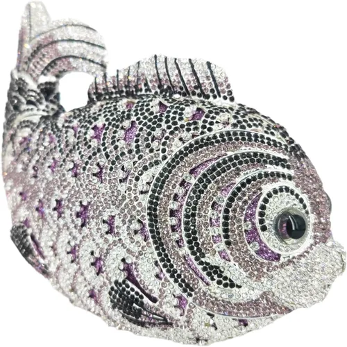Miniatura 7 de Boutique De FGG Bolsos de mano con diamantes de imitación de pescado para mujer, bolsos formales de noche, bolso de graduación, boda, fiesta, bolsa