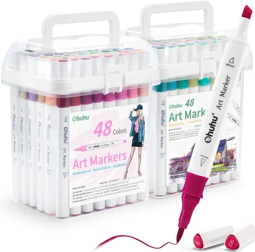 Miniatura 7 de Ohuhu Marcadores de pincel a base de alcohol: marcador de dibujo de bocetos artísticos de doble punta para artistas, adultos, principiantes