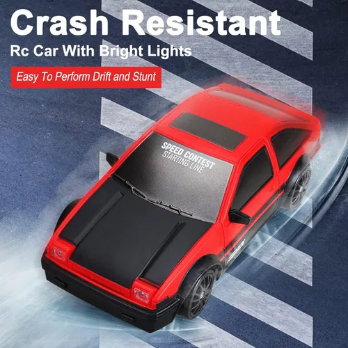 Miniatura 4 de Coche de control remoto RC Drift Car 2.4GHz escala 1:24 4WD de alta velocidad RC Vehículo con luces LED, baterías y neumáticos a la deriva, autos