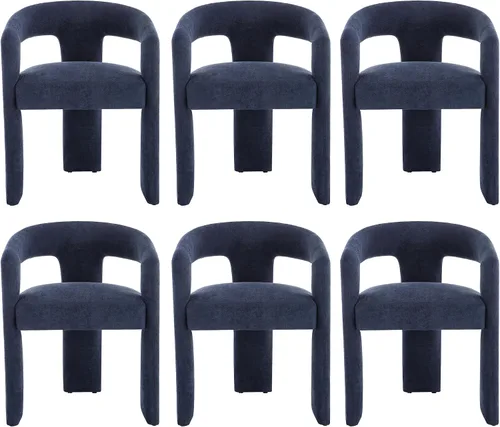Miniatura 14 de Modern Boucle - Juego de 2 sillas de comedor tapizadas con diseño de barril con brazo, cómodas sillas laterales para cocina, comedor, recepción