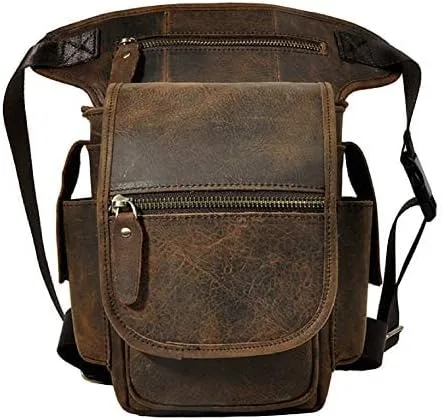 Leathario - Bolsa de piel auténtica para hombre, bolsa de herramientas para la pierna táctica, bolsa de pierna, bolsa de riñonera para el muslo,