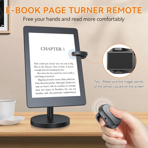Miniatura 2 de Girador de páginas de anillo de dedo para Kindle Paperwhite, con control remoto para Kindle Paperwhite Kobo, lectores de iPad, tabletas, novelas