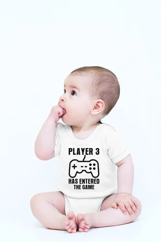 Miniatura 2 de Crazy Bros Tees Player 3 Has Entered The Game - Mameluco de bebé de una sola pieza para bebé