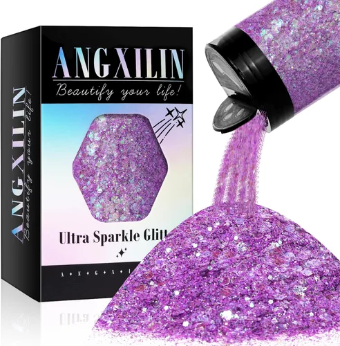 Miniatura 18 de Purpurina artesanal mixta holográfica gruesa y fina, 190g/6.7oz a granel, lentejuelas láser para arte de uñas, cara y cuerpo, para hacer joyas