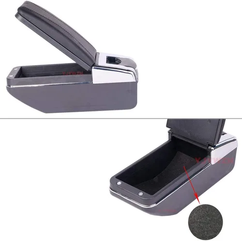 Miniatura 4 de YJYWZH Caja de apoyabrazos para Renault Sandero 2010-2015 consola central caja de almacenamiento con portavasos cenicero cuero negro apoyabrazos