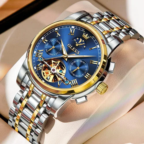 Miniatura 24 de OLEVS Relojes automáticos para hombre, esqueleto mecánico, de lujo, a la moda, reloj de pulsera luminoso impermeable