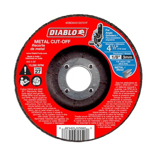 Miniatura 22 de Diablo Disco de corte de metal de diamante para metal, durabilidad extrema y larga vida útil, segmentado, 5 pulgadas de diámetro, eje de 7/8