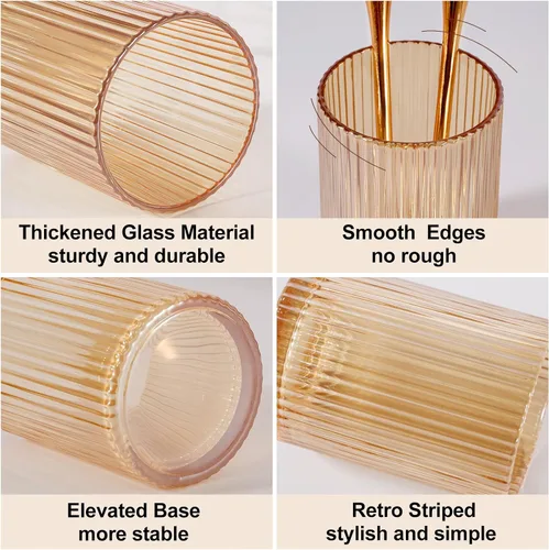 Miniatura 6 de DASITON Organizador de brochas de maquillaje, soporte de almacenamiento de brochas de maquillaje cosméticas de cristal, soporte para brochas