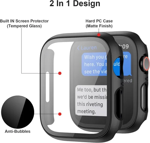 Miniatura 3 de Pack de 6 fundas para Apple Watch Series 11/10 de 42 mm con protector de pantalla de vidrio templado, BHARVEST Funda protectora de policarbonato
