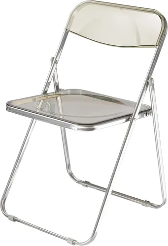 Urban Lifestyle Silla plegable moderna de acrílico transparente con marco cromado, negro