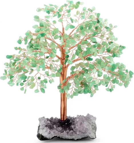 Miniatura 16 de Árbol de la vida con piedras preciosas de cuarzo rosa, base de racimo de amatista, cristal rosa curativo que equilibra la energía positiva, bonsái