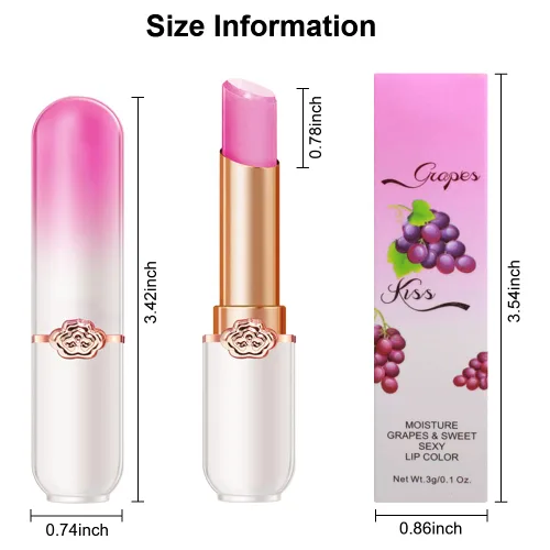 Miniatura 6 de BINGBRUSH Lápiz labial que cambia de color melocotón, hidratante de larga duración para el cuidado de los labios, bálsamo labial mágico, brillo