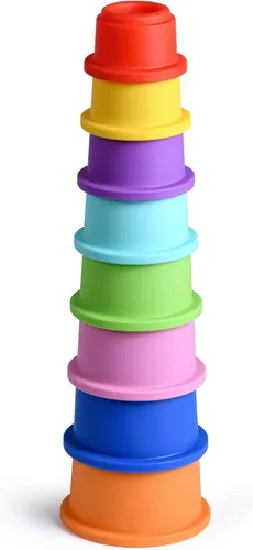 Miniatura 10 de ZYFLSQ Vasos apilables para bebé, tazas de anidación, 8 piezas con patrón para niños y bebés de 6 meses en adelante, juguetes de baño Montessori