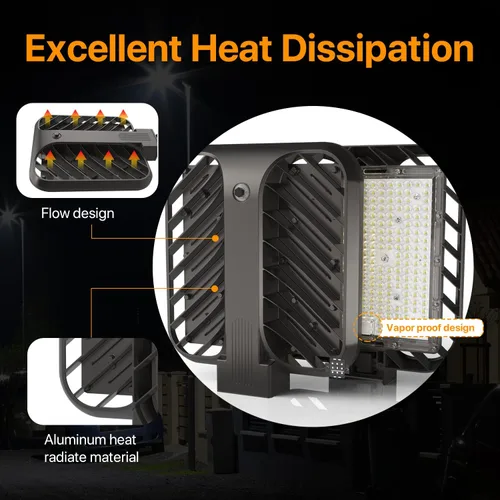 Miniatura 6 de Luz LED de estacionamiento de 200 W, 30000 lm, 5000 K, luz de calle con fotocélula del anochecer al amanecer, luces de caja de zapatos con brazo