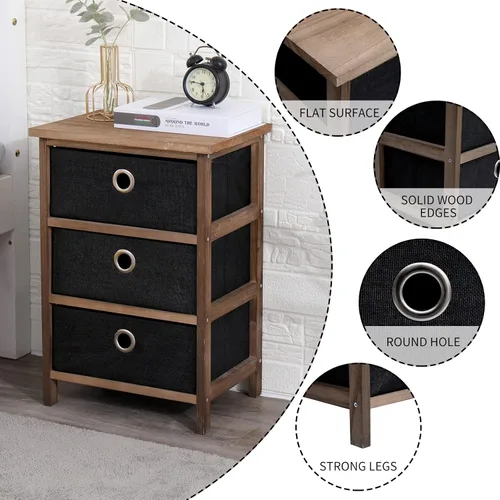 Miniatura 4 de Babion Juego de 2 mesitas de noche, mesitas de noche para dormitorio, mesita de noche con 3 cajones extraíbles, mesas auxiliares para dormitorio
