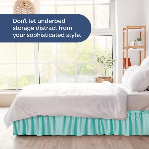 Miniatura 8 de Falda de cama envolvente con volantes, color azul spa, para camas de tamaño Queen con altura de 30 cm CGK Linens - Falda de cama plisada con tela 22