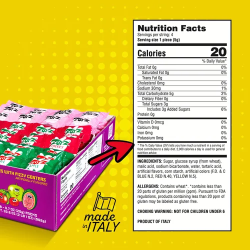 Miniatura 2 de Zotz Fizz Sour Candy - Cereza, sandía, manzana (caja de 48)