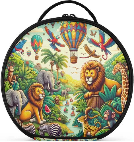 Miniatura 18 de senya Bolsa redonda para cosméticos, estuche de viaje para maquillaje, bolsa organizadora de maquillaje con divisores ajustables, portátil