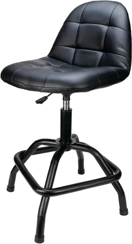 Miniatura 11 de Performance Tool W85011 Taburete de bar giratorio neumático con respaldo, giro de 360 grados, estructura de acero resistente, negro