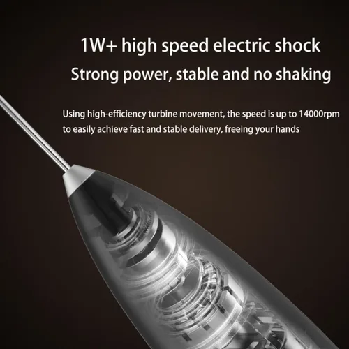 Miniatura 5 de Espumador de leche eléctrico de mano con soporte inalámbrico de acero inoxidable para batir café, crema y huevos