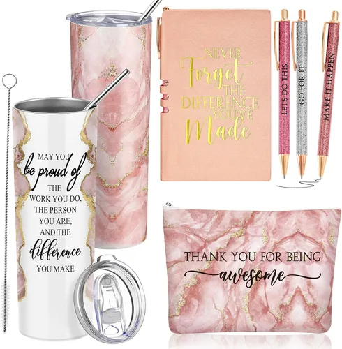 Miniatura 11 de Domensi Juego de 6 Piezas de Regalo de Agradecimiento para Empleadas Mujeres Regalo de Navidad de Agradecimiento May You Be Proud Vaso Térmico de 20