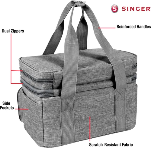Miniatura 7 de Organizador de Accesorios de Costura SINGER (Solo Bolsa) – Bolsa de Almacenamiento de Costura Portátil de Doble Capa 2 Fundas Desmontables y 18