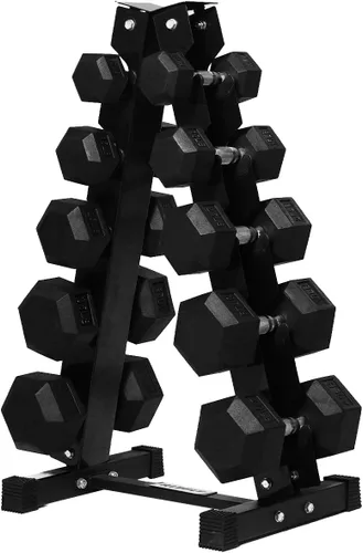RitFit Juego de mancuernas hexagonales de goma de 250 libras/300 libras/350 libras/550 libras/650 libras con estante de pesas, múltiples opciones de