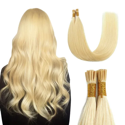 Sunya Extensiones de cabello humano con punta en I Tip, 1.76 oz, 50 mechones por paquete, extensiones de cabello con queratina previamente unidas,