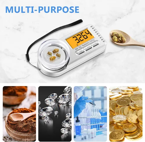 Miniatura 7 de THINKSCALE Báscula digital de miligramo, 0.71 oz x 0.00 oz Mini báscula de alta precisión con pantalla LCD, tare, 6 unidades de báscula portátil